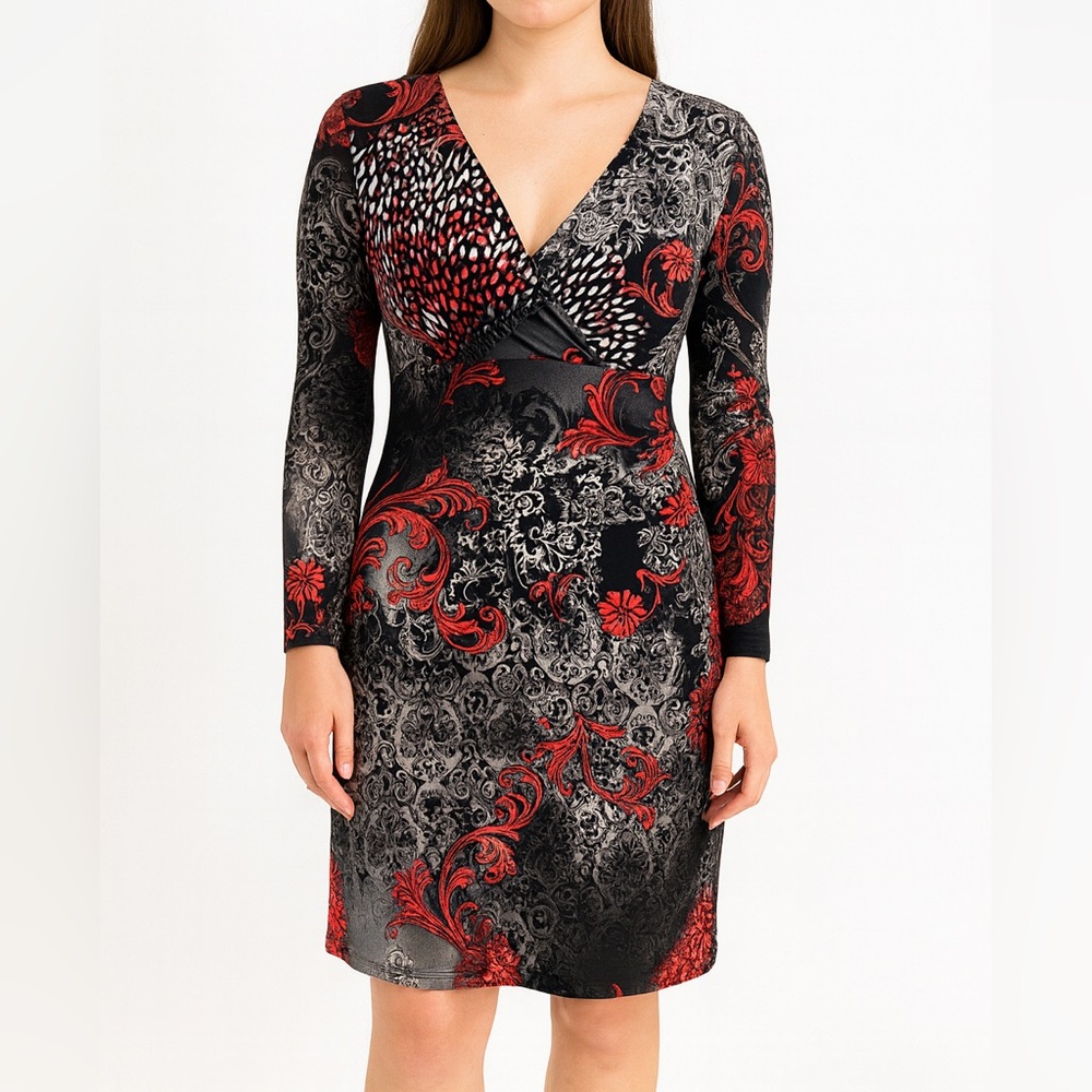 Purple Rain Black and Red Long Sleeve Dress